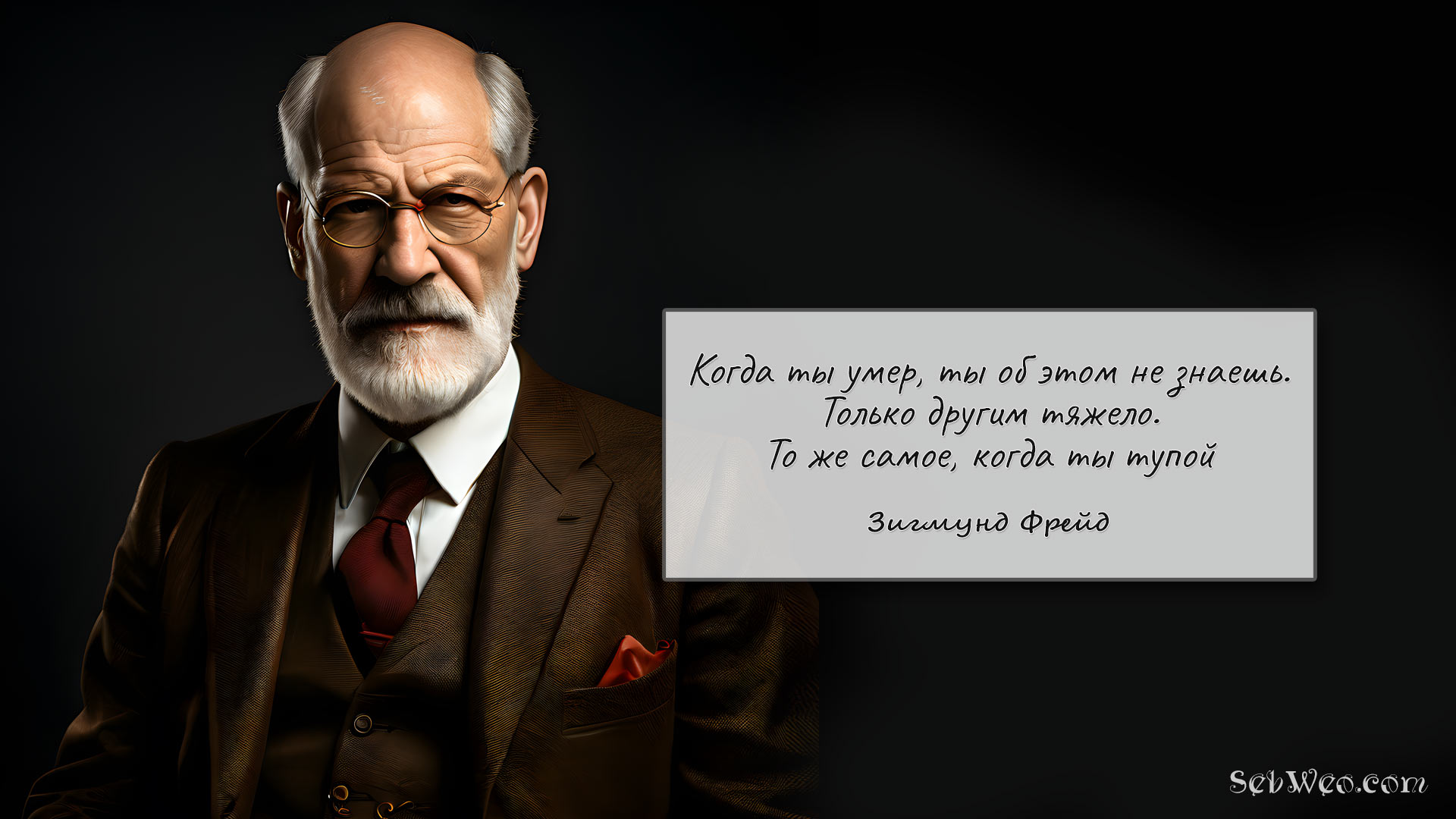 Когда ты умер, ты об этом не знаешь. Только другим тяжело. То же самое, когда ты тупой → Зигмунд Фрейд